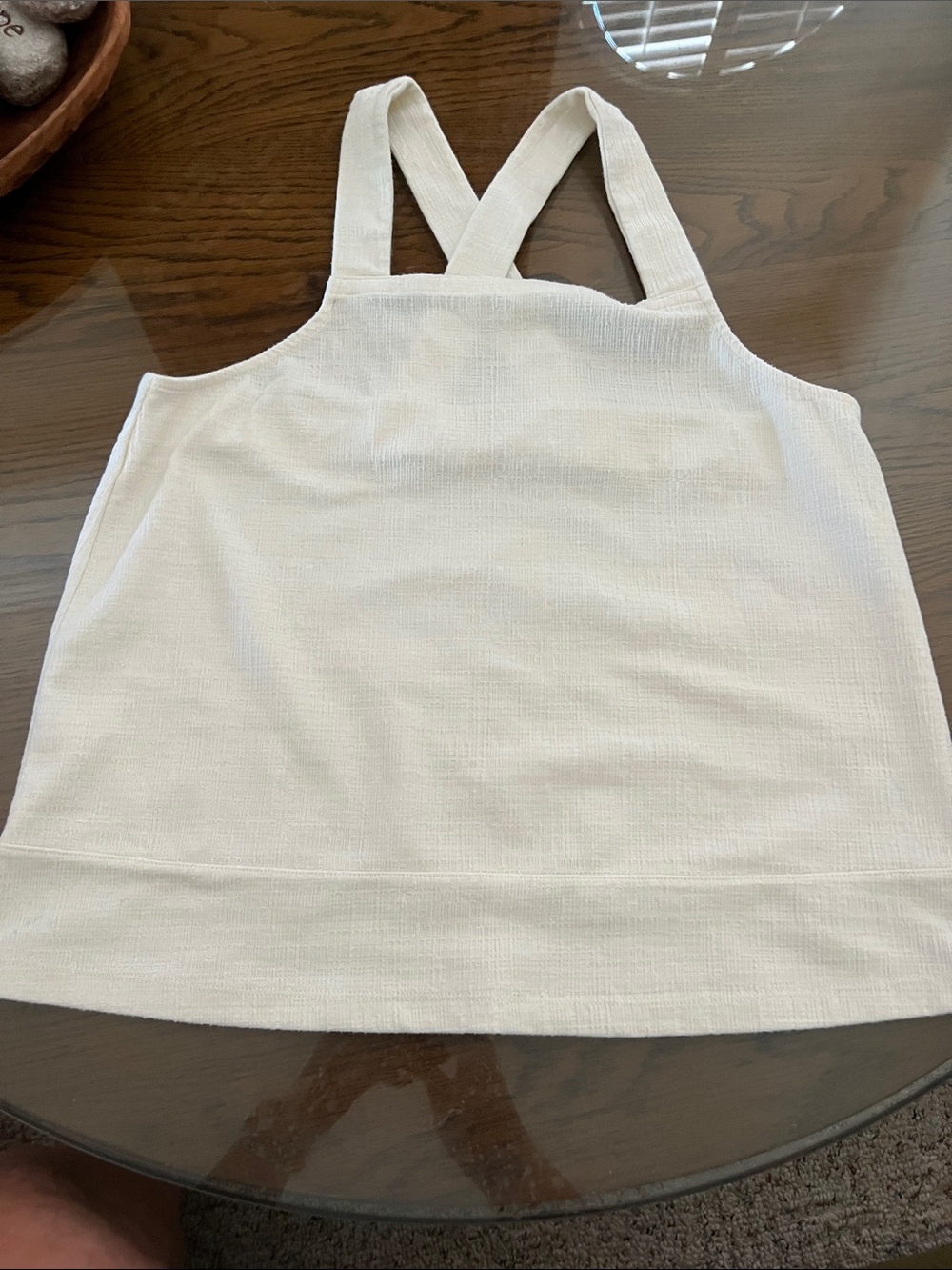Madewell Cream Textured Tank Top with Crossback Detail